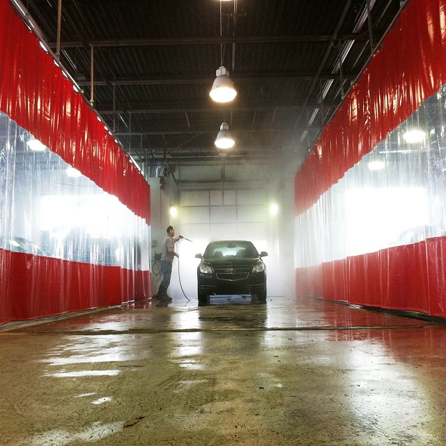 Cortina de cortina de lavatório de garagem industrial e cortina de parede lavável
