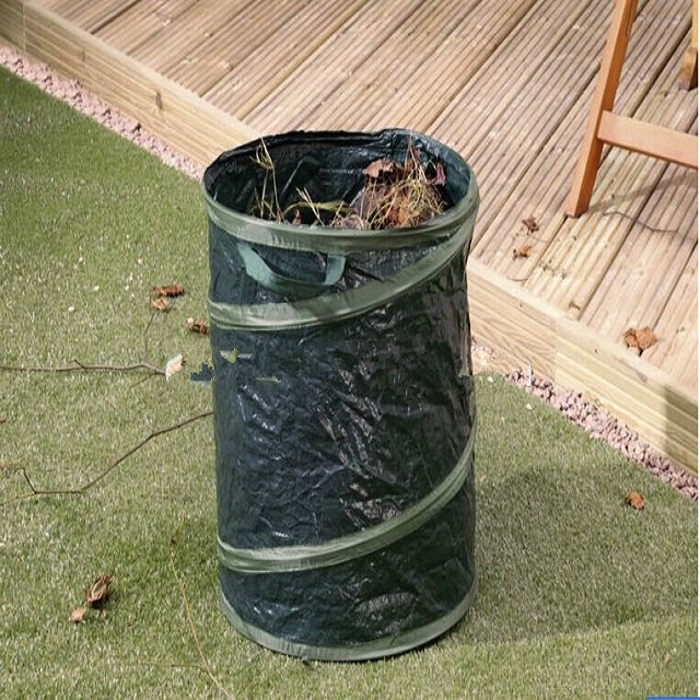 Bolsa de saco de hoja de basura de cubo de basura de jardín emergente plegable