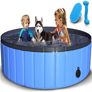 Bärbar hopfällbar PVC husdjur hund katt barn simning padding pool badkar