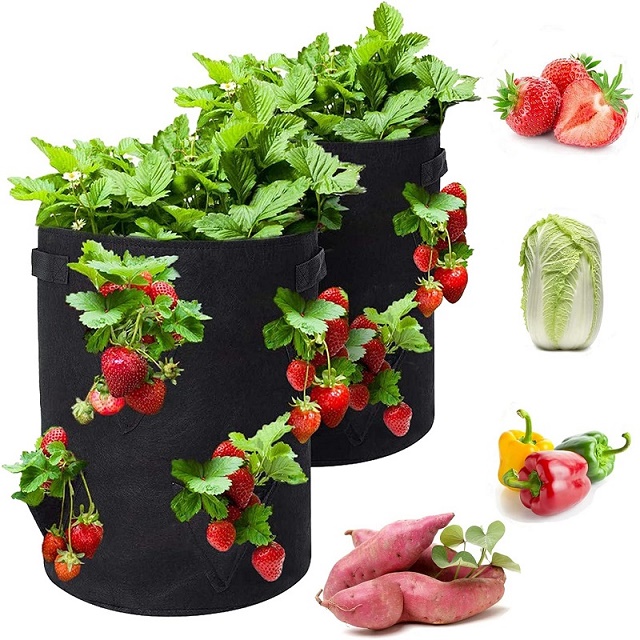 Felt Strawberry Planter Bag Garden Flower Vegetable Fruit Pot Planter