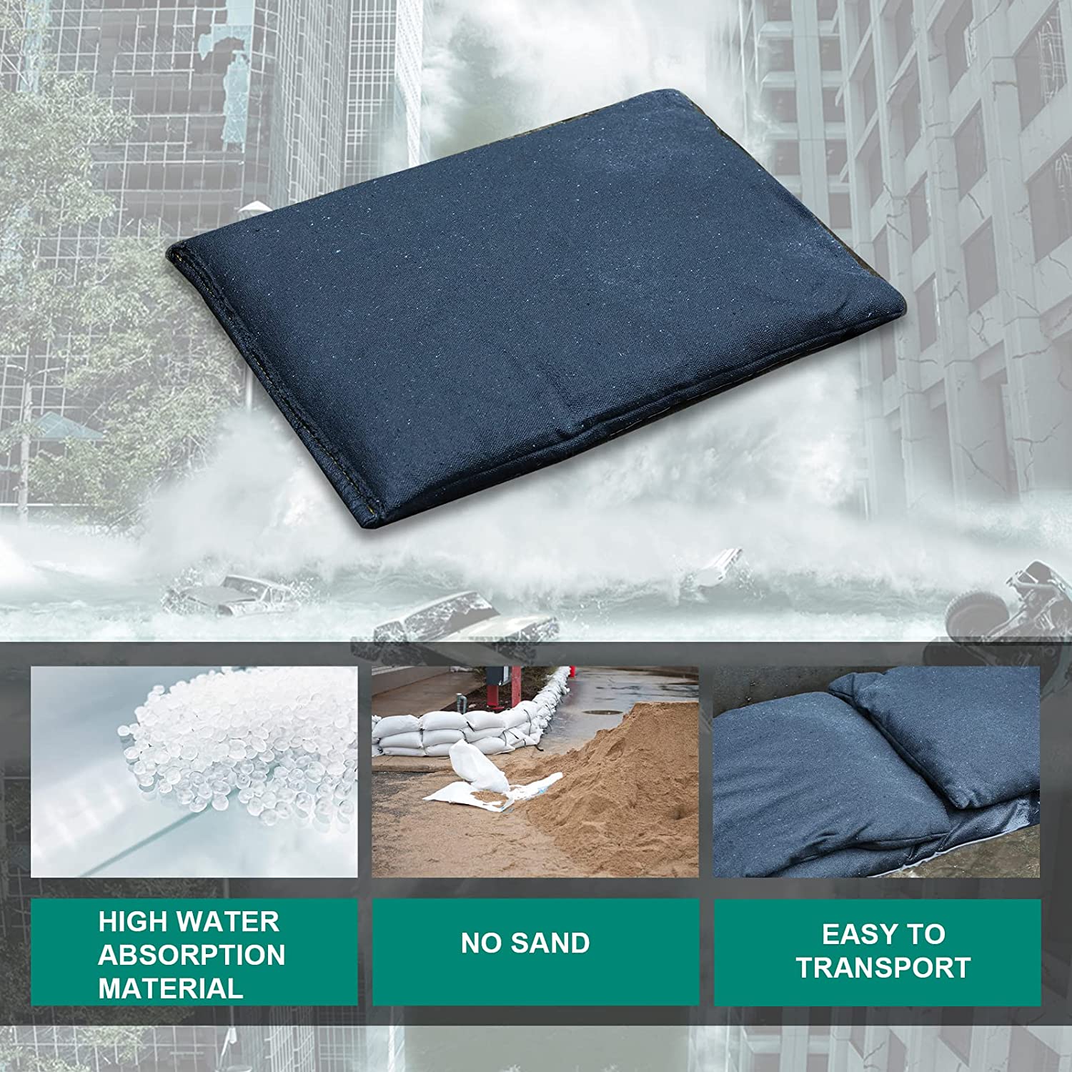 Sandless Self-Inflating Flood Prevention Barriers Reusable Sand Bags