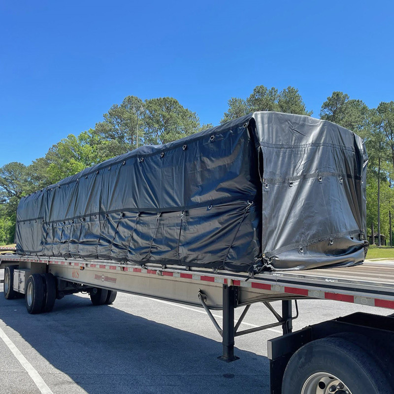 8Ft Drop 18oz Lumber Tarp Truck Flatbed Trailer Tarp with Flap