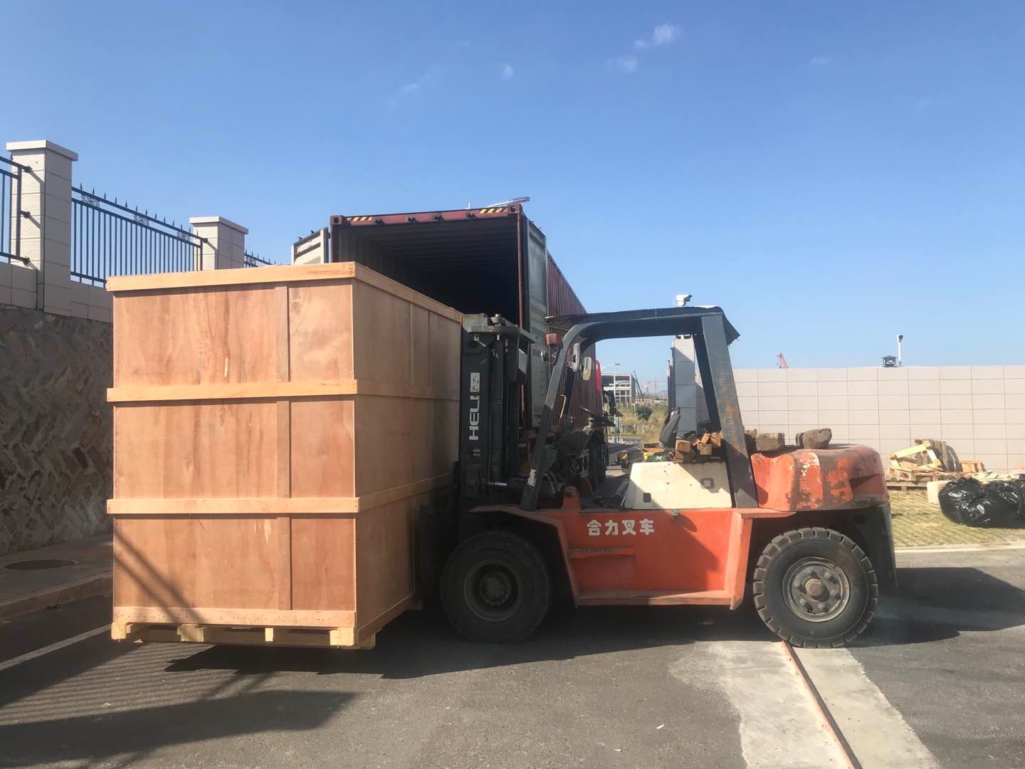 Forklift loading woodcase