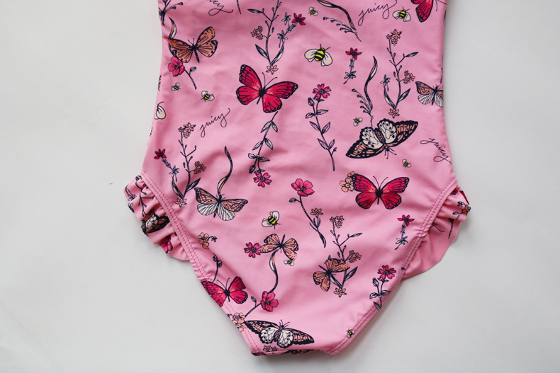 Butterfly pattern girl one-piece swimsuit