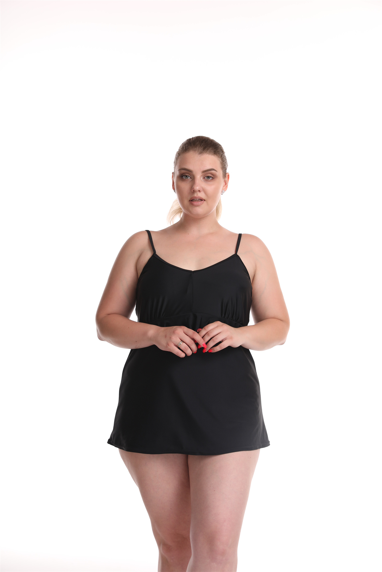 Women's plus size black one-piece swimsuit