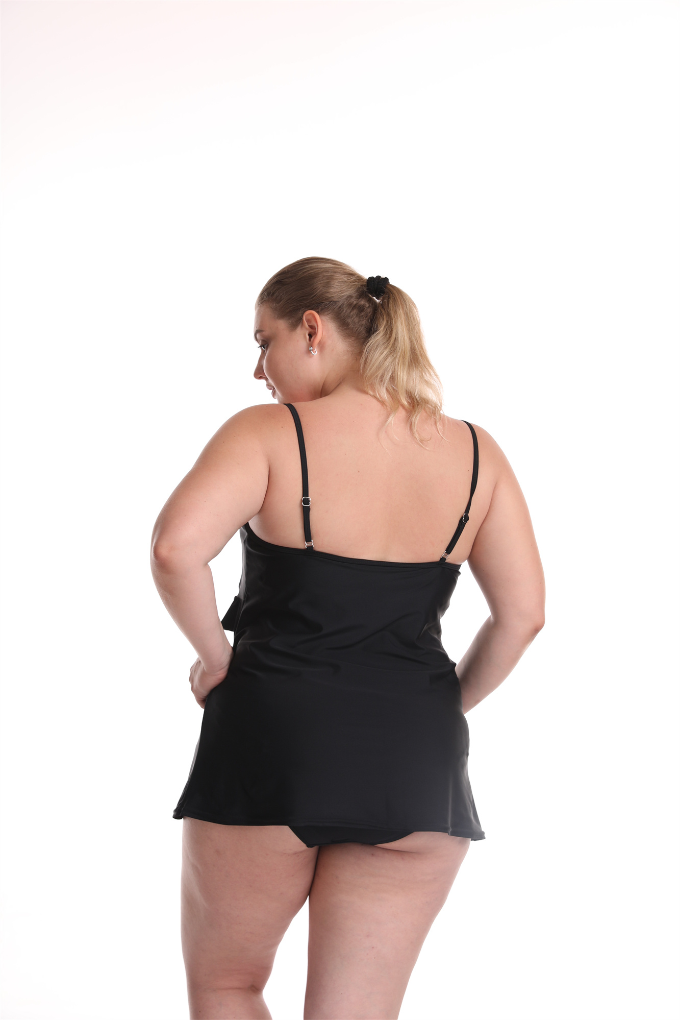 Women's plus size black one-piece swimsuit