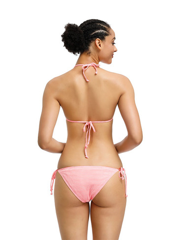 Women pink pinstripe bikini