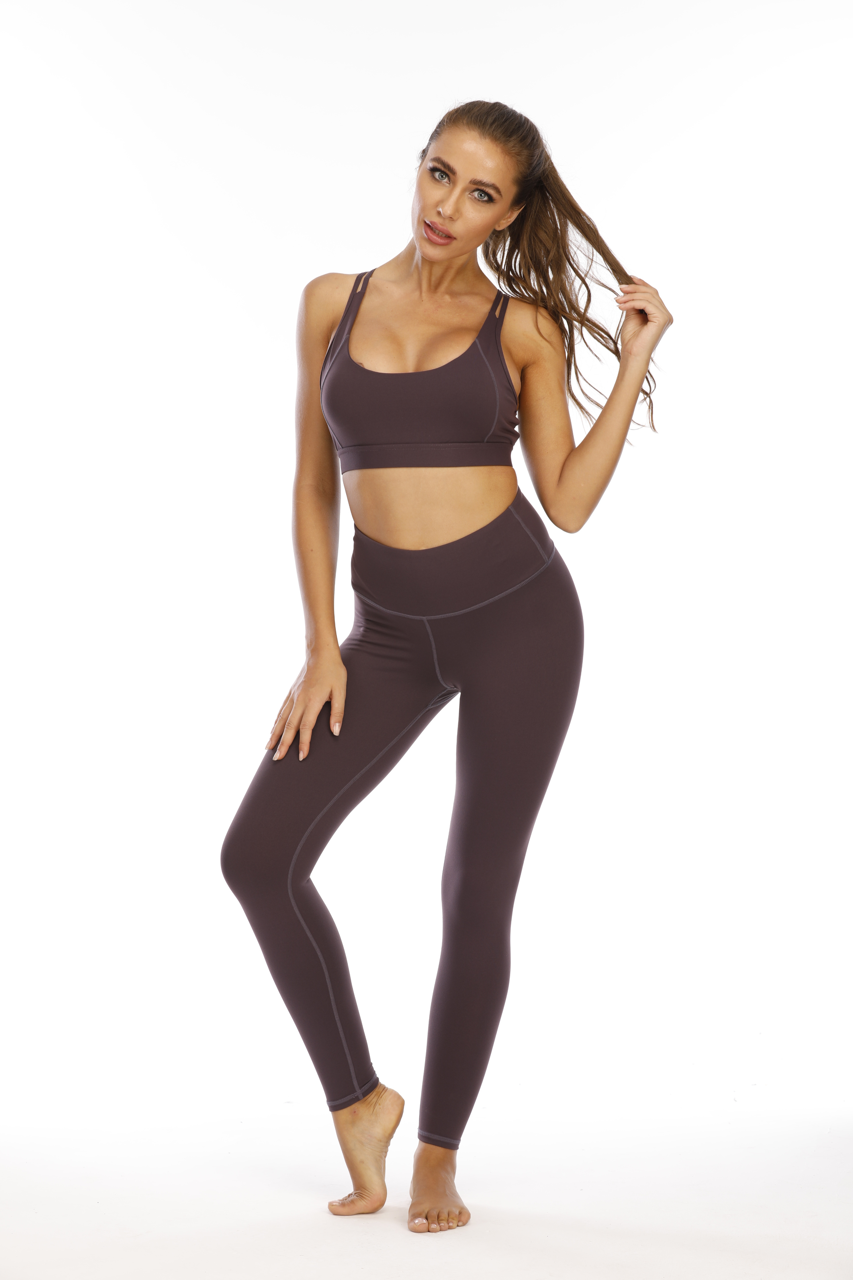 Fashion Brown Yoga Women Leggings Joggers