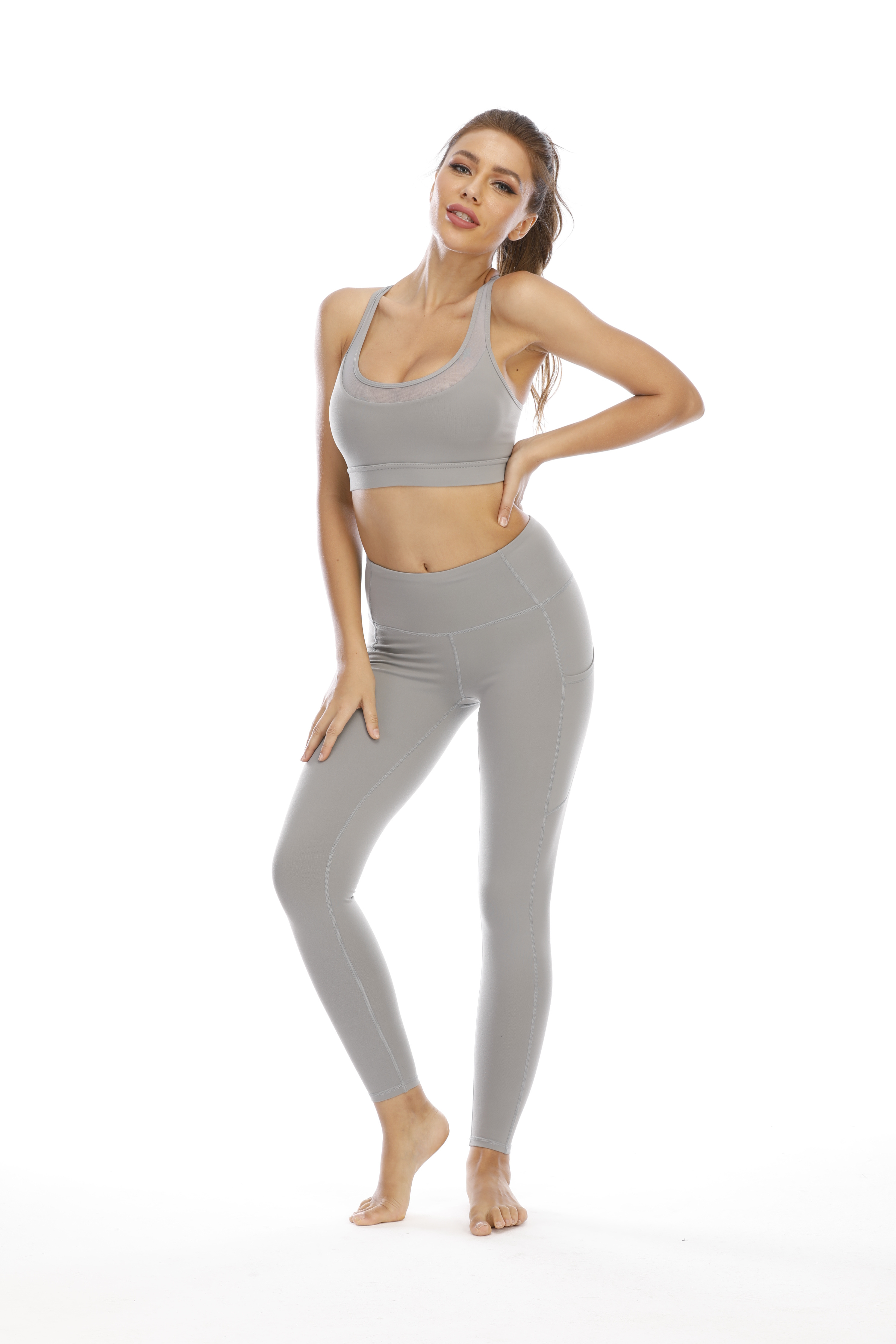 Fashion Light grey Yoga Women Leggings Joggers