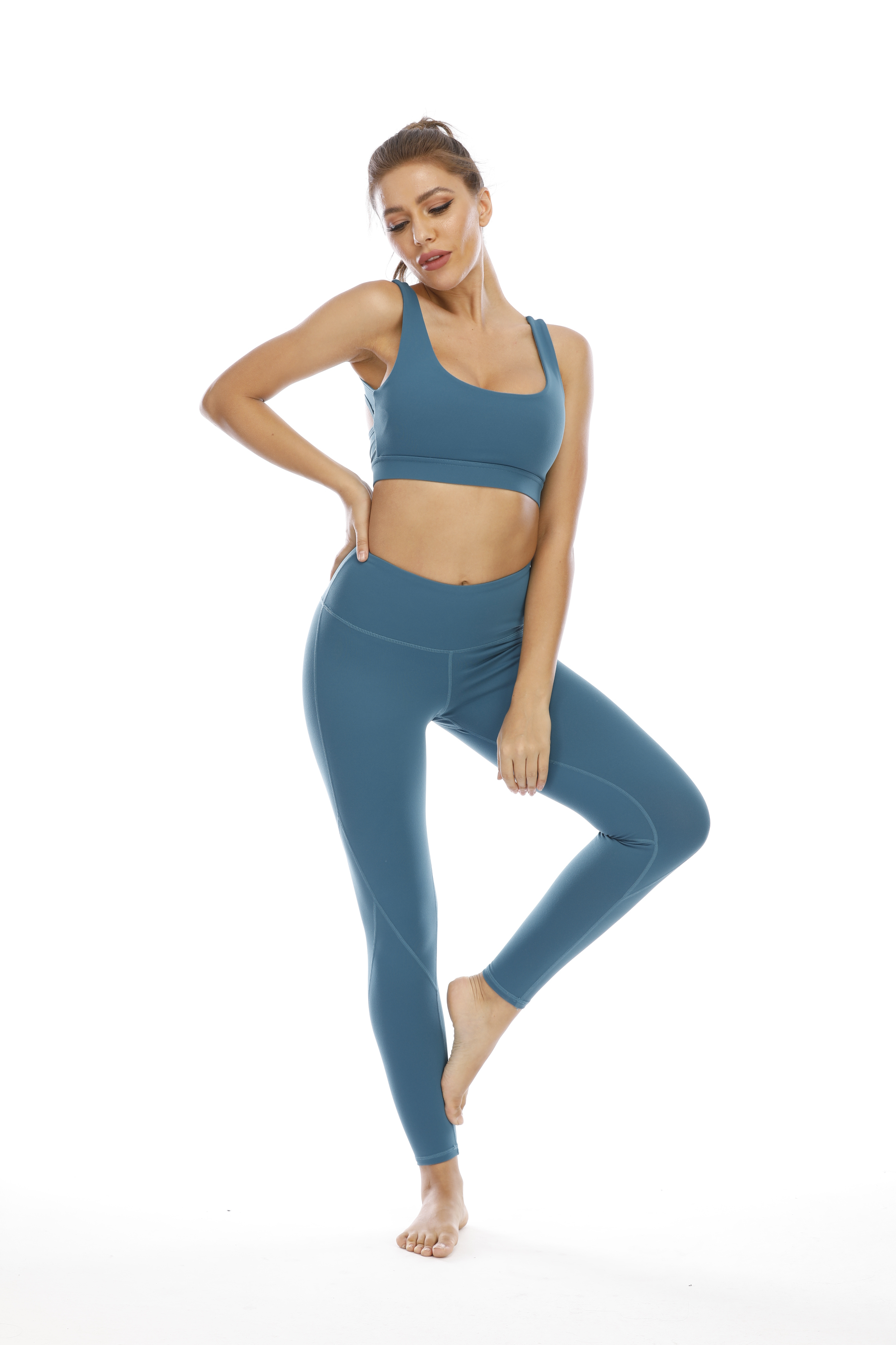 Fashion Cyan Yoga Women Leggings Joggers