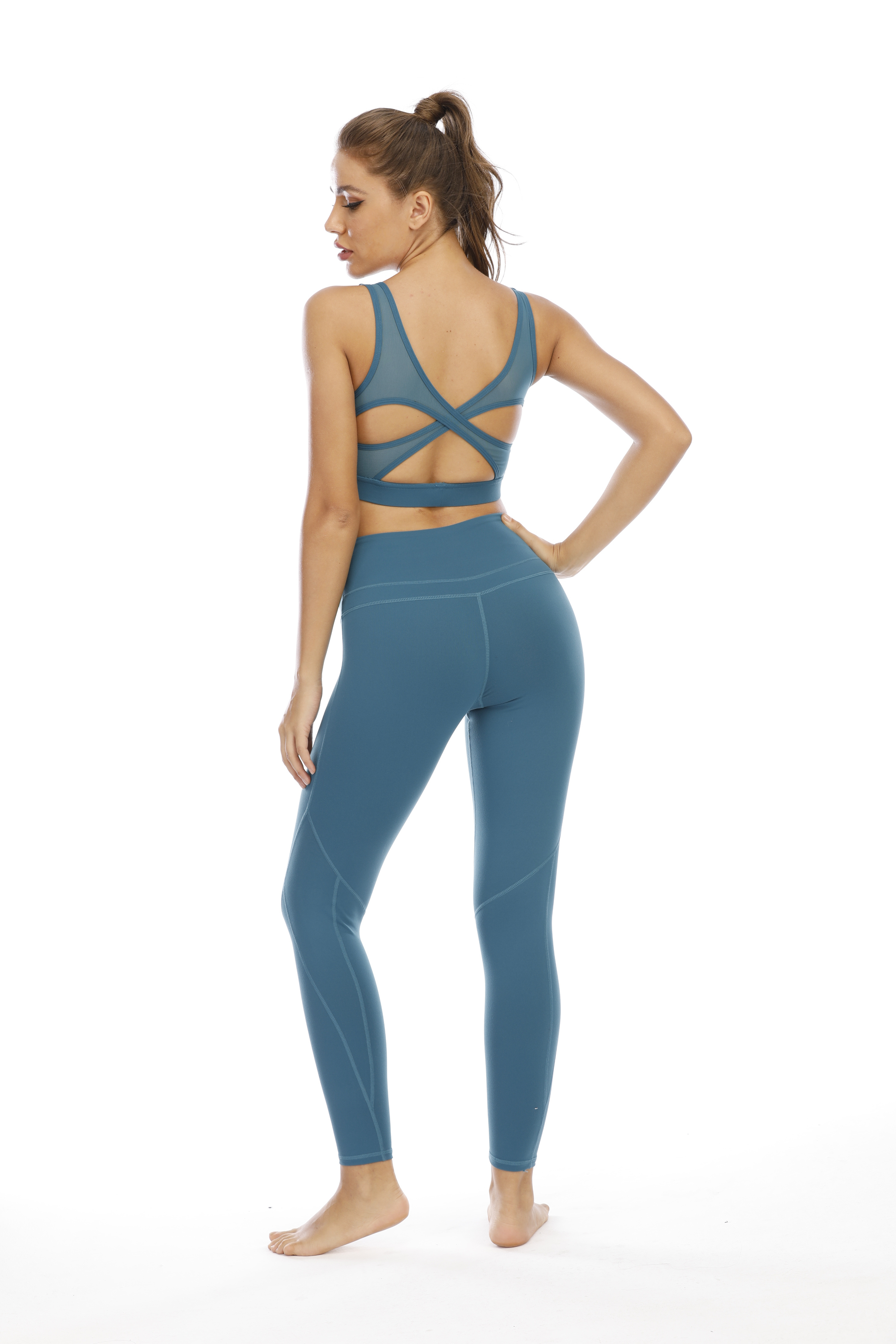 Fashion Cyan Yoga Women Leggings Joggers