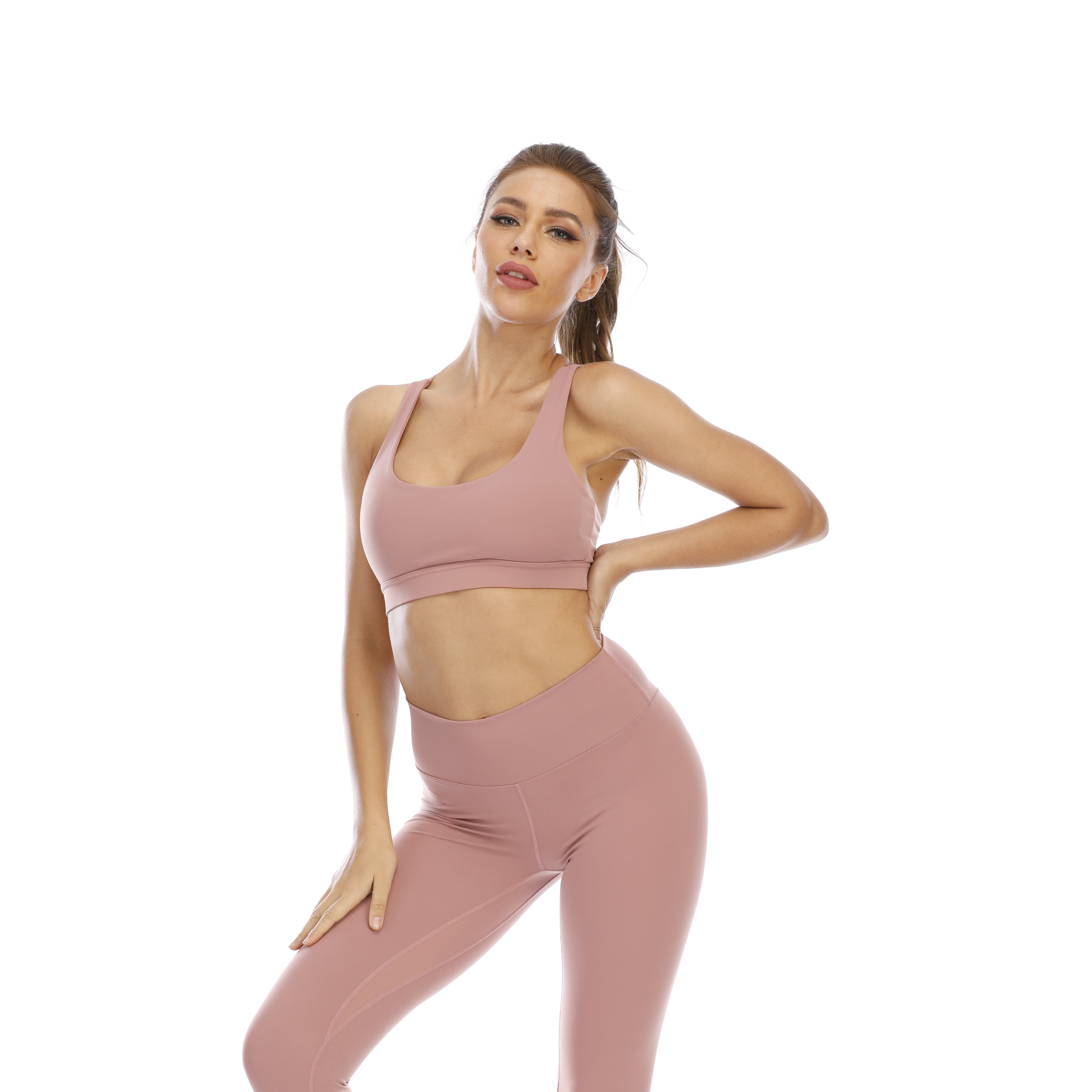 Women Dark Pink Sports Bra Top Tank Long Sleeve