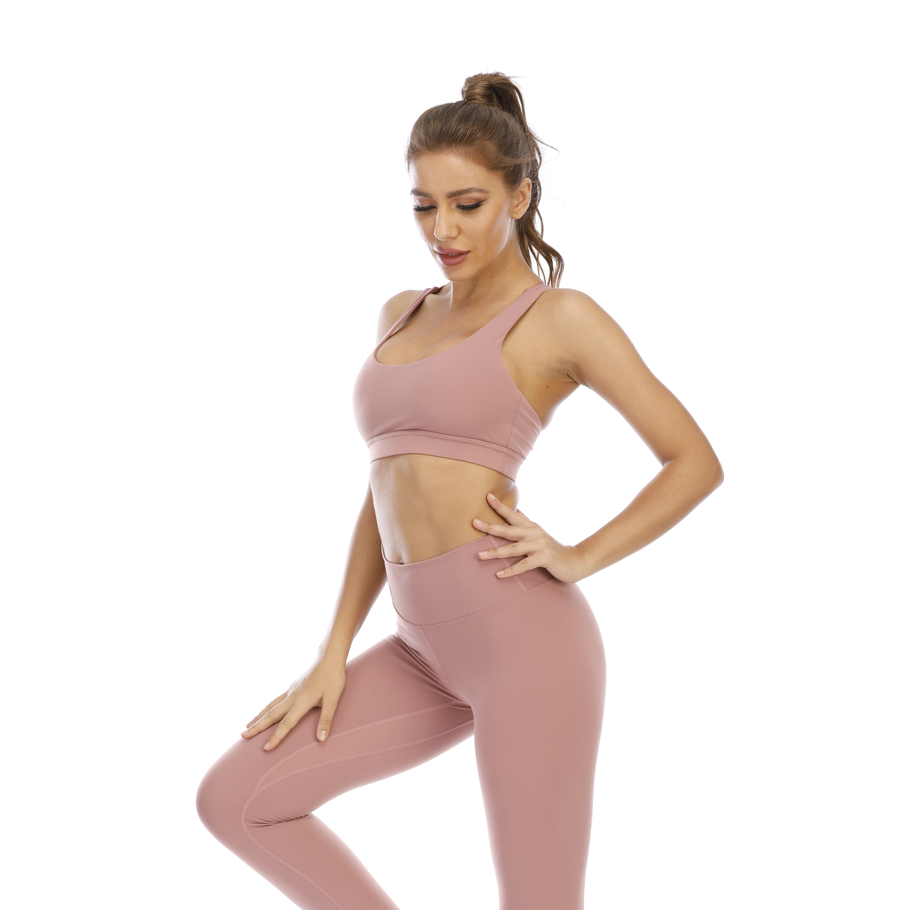 Women Dark Pink Sports Bra Top Tank Long Sleeve