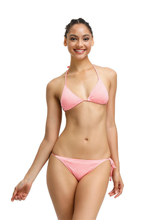 Rosa Nadelstreifen-Bikini für Damen