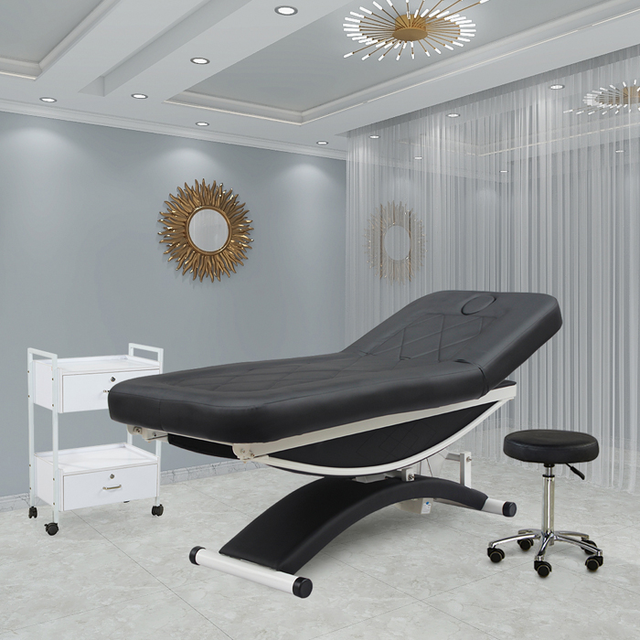 Table de massage réglable de luxe blanc et rose à levage électrique