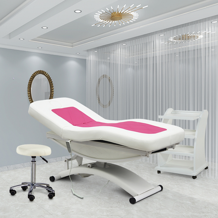 Luxury White and Pink Electric Lift Adjustable Massage Table