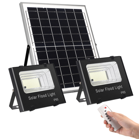 太阳能泛光灯黄昏到黎明，户外太阳能安全灯 IP65 防水 1000LM 6500K