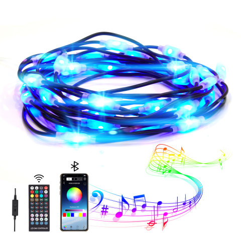 户外灯串，RGB 39.4 英尺 LED 野营灯，多色 40 LED 灯珠与 LED LAMP 应用程序和遥控器配合使用，IP65，16 种颜色变化