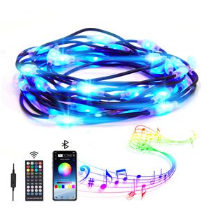 Outdoor String Lights, RGB 39.4ft LED Camping Lights,Multi-Color 40 LED Beads Works with LED LAMP App& Remote Control, IP65, 16 Colors Changing
