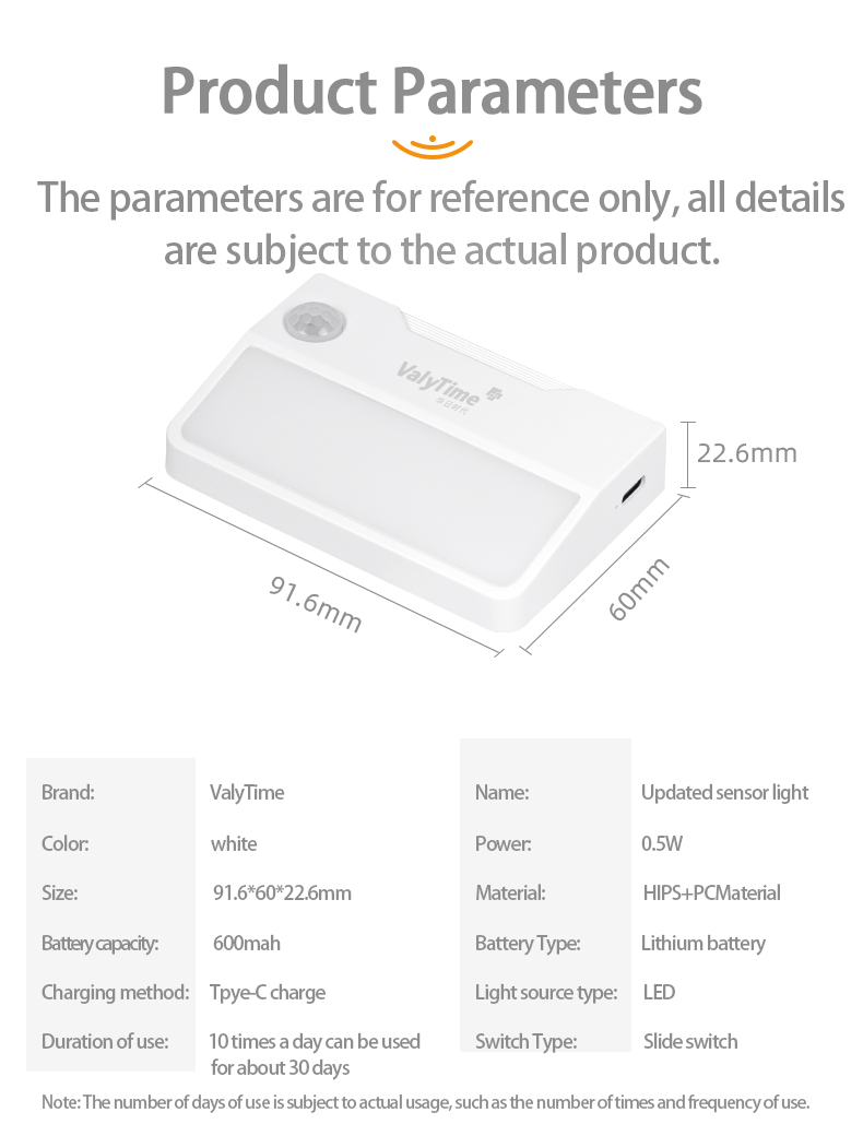 rechargeable sensor night light