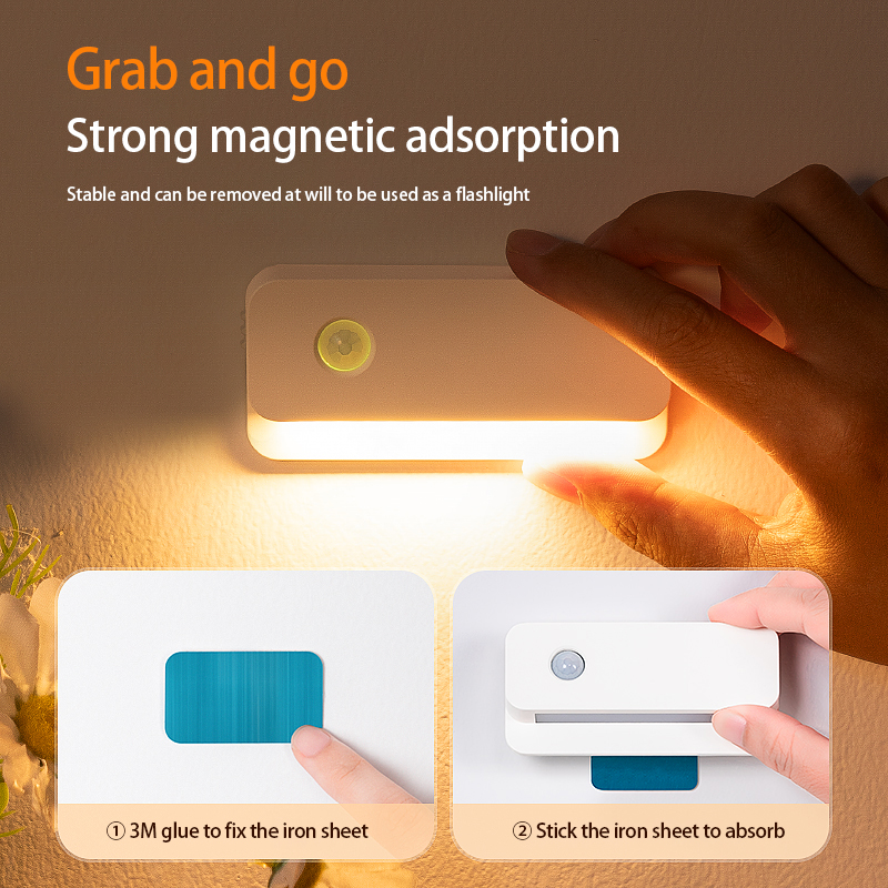 Rechargeable Battery Night Lightwith Dusk to Dawn Sensor for Stairs, Wall, Closet, Cabinet