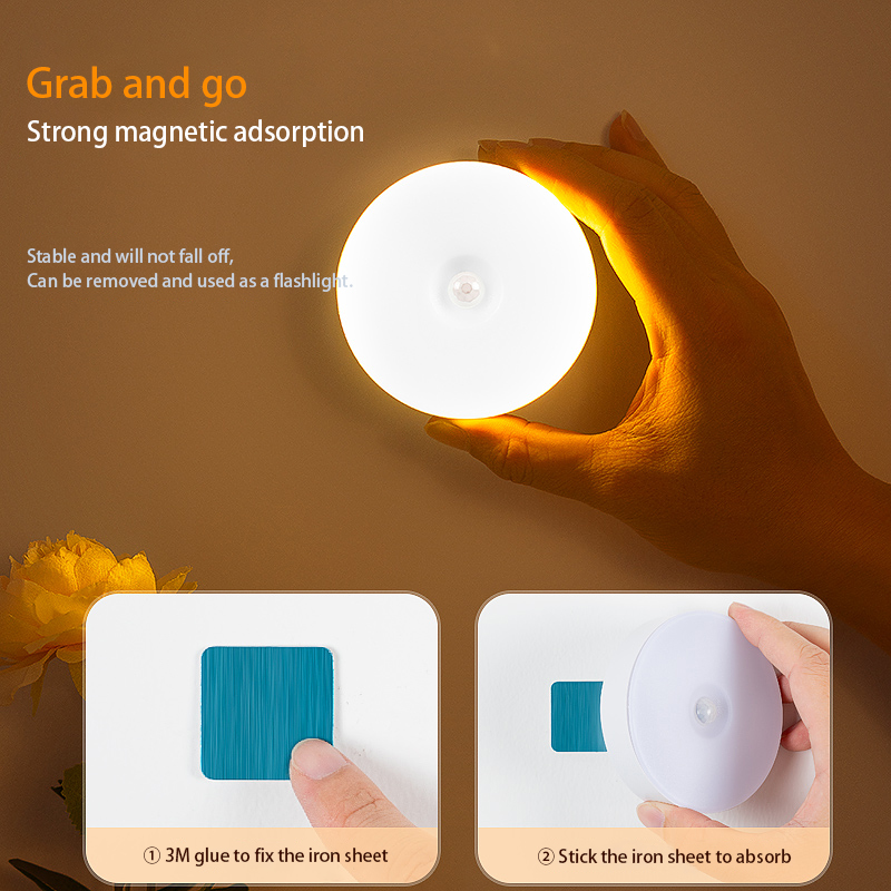 LED Wireless Motion Sensor Night Light for Bathroom Hallway Bedroom Stairway