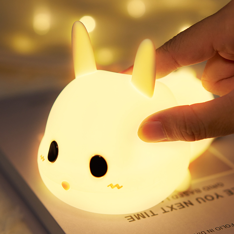 Rabbit Silicone Night Light, Cute Nursery Nightlight for Kids Adults