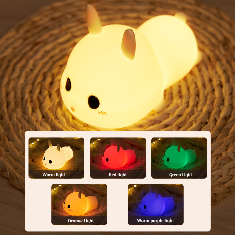 Rabbit Silicone Night Light, Cute Nursery Nightlight for Kids Adults