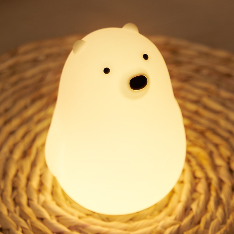 Polar Bear Silicone Night Light, Warm Light for Nursery & Bedroom