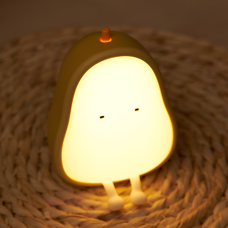 Cute Pear Silicone Night Light, Warm Light for Nursery & Bedroom