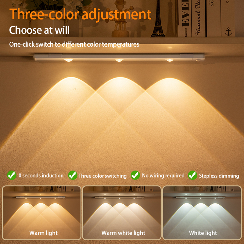 Cabinet light , 3-Color Adjustable Dimming LED Night Light with Motion Sensor