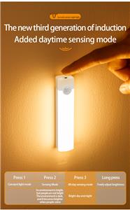 Rechargeable Motion Sensor LED Night Light - Adjustable, No Drill, Indoor Use