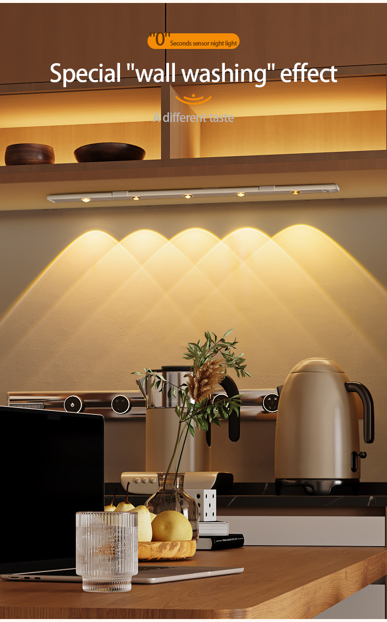 Rechargeable Motion Sensor LED Night Light - Adjustable, No Drill, Indoor Use