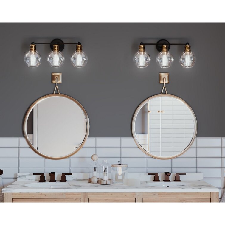 Bathroom Light Fixtures, 3-Light Bathroom Vanity, Gold Finish