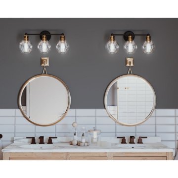 Bathroom Light Fixtures, 3-Light Bathroom Vanity, Gold Finish