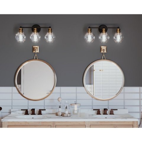 Bathroom Light Fixtures, 3-Light Bathroom Vanity, Gold Finish