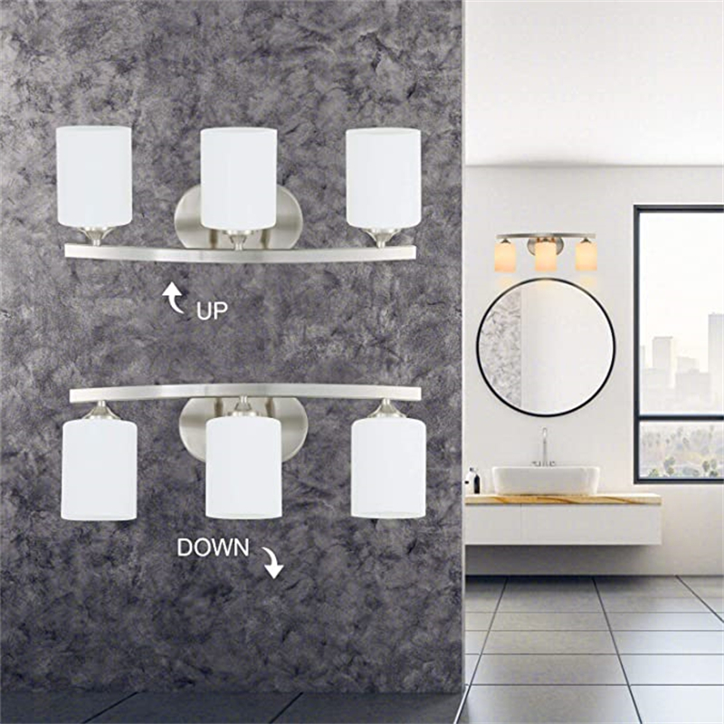 Modern 4-Light Bathroom Vanity Light, Wall Sconce with Frosted Glass Shades