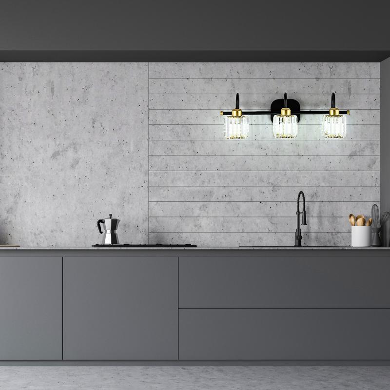 Modern Matte Black 3-Light Vanity Light, Bedroom & Living Room