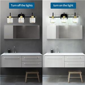 Modern Matte Black 3-Light Vanity Light, Bedroom & Living Room