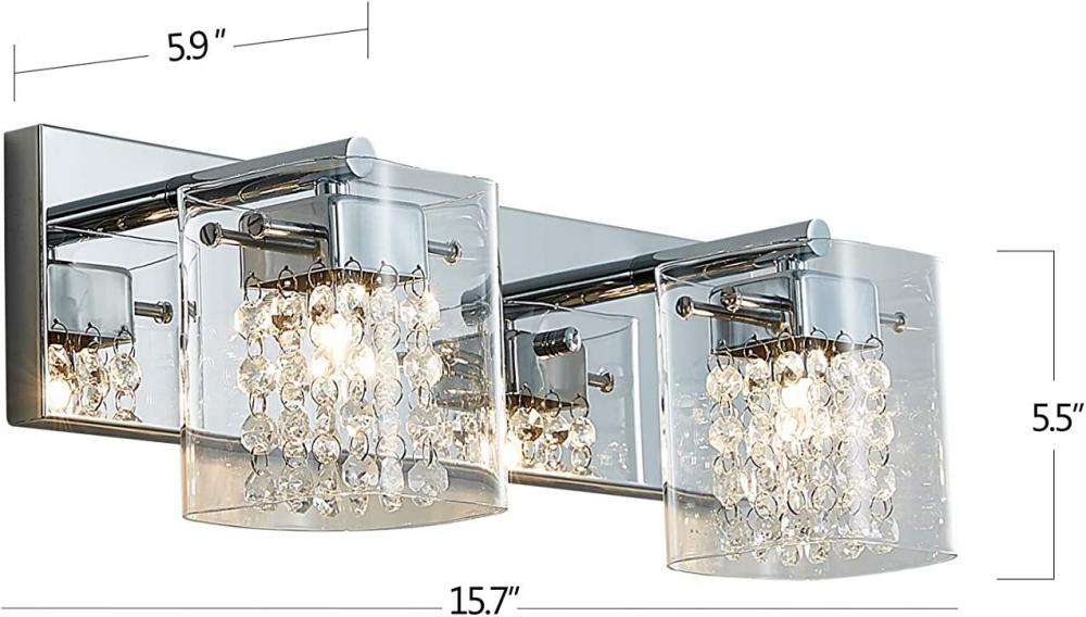 Sleek 2-Light Vanity Light, Modern Bathroom Wall Sconce