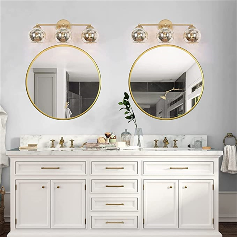 Modern 3-Light Vanity Light, Gold Bathroom Wall Sconce