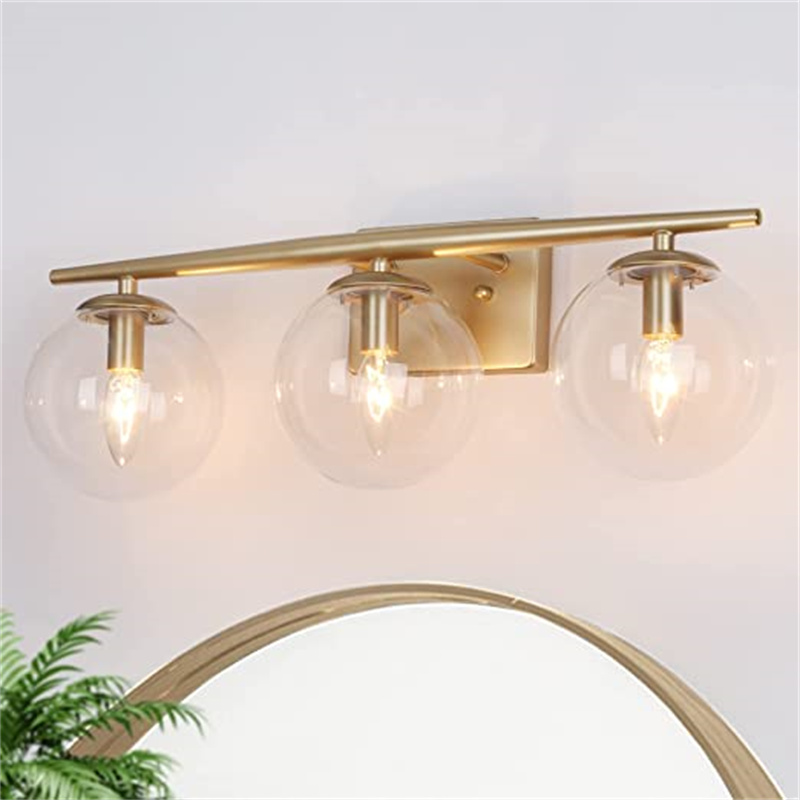 Modern 3-Light Vanity Light, Gold Bathroom Wall Sconce