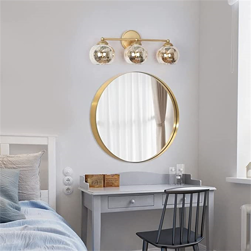 Modern 3-Light Vanity Light, Gold Bathroom Wall Sconce