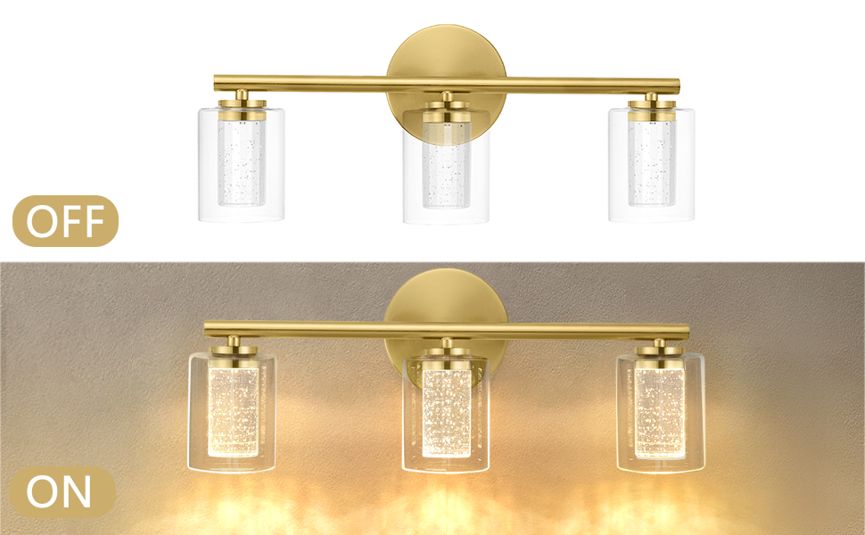 Modern 3-Light Bathroom Vanity Light with Glass Shades