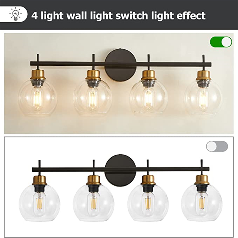 Stylish 4-Light Vanity Light, Modern Bathroom Wall Sconce