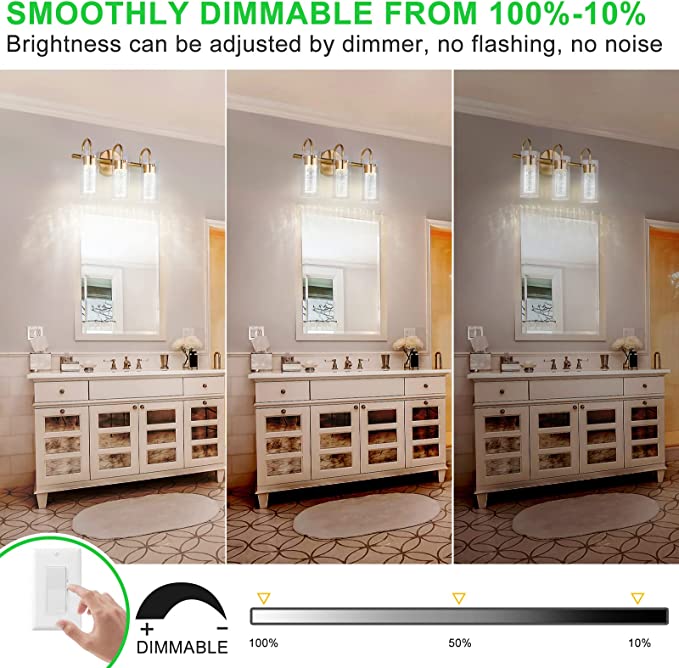 Modern LED Vanity Light with Clear Cylindrical Crystals