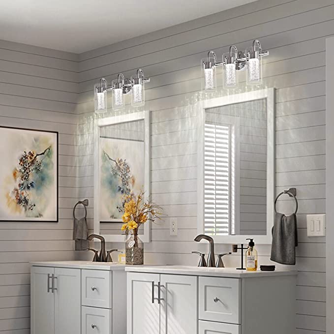 Modern LED Vanity Light with Clear Cylindrical Crystals