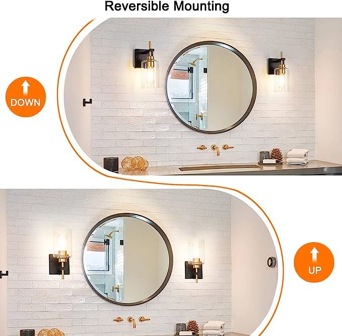 Bathroom Vanity Light, Modern Wall Sconce with Glass Shades