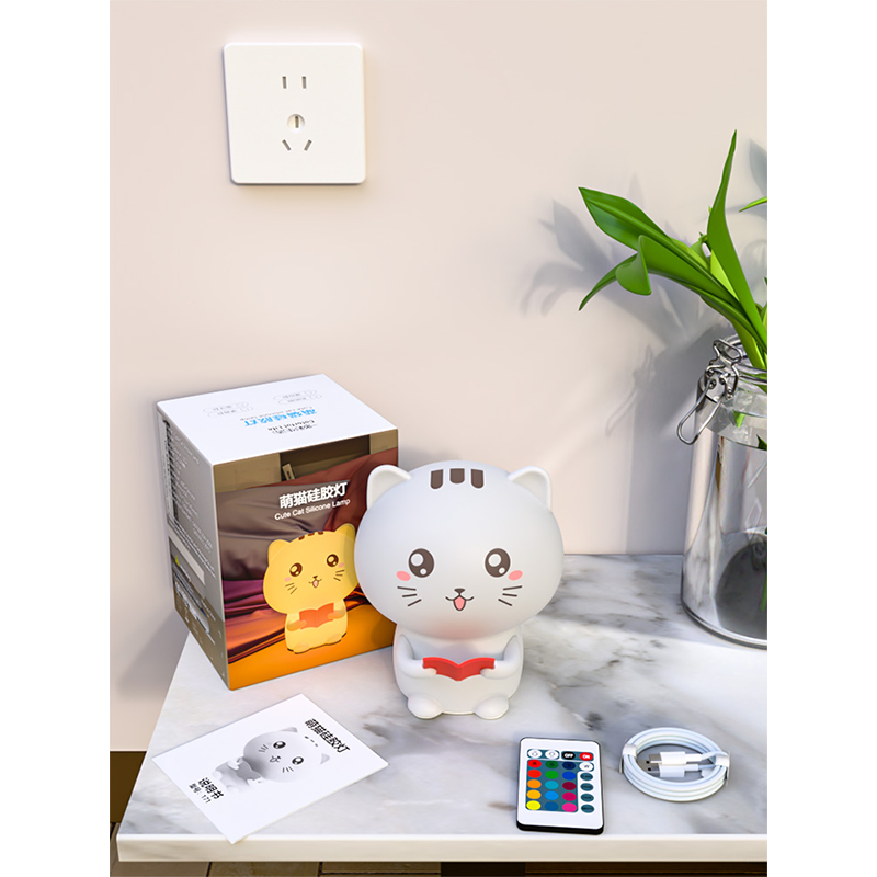 Soft Silicone Cat Night Light for Kid