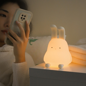 Fluffy Bunny Night Light, Squishy Silicone Sleep Companion